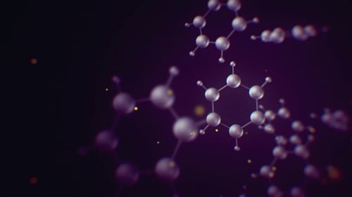 Abstract Science Background with Rotating Molecules