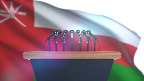 Speech Podium with Oman Flag