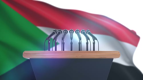 Speech Podium with Sudan Flag