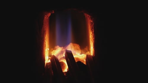 Roaring Flames Inside of a Furnace