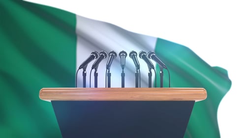 Speech Podium with Nigeria Flag