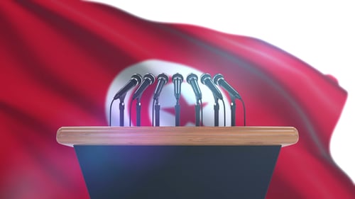 Speech Podium with Tunisia Flag