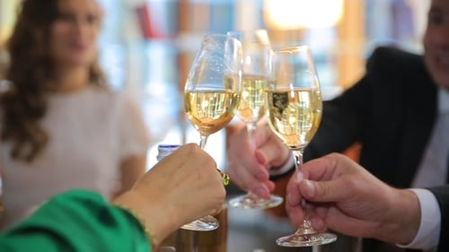 Friends Clinking Champagne Glasses for a Celebration