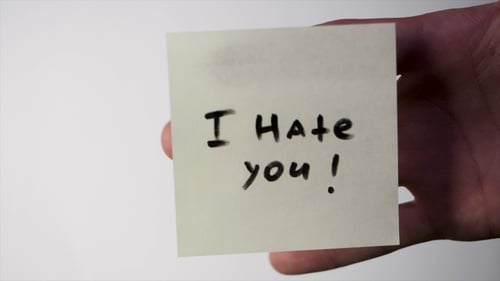 Sticker with the Words - i Hate You. I Hate You Message Post Card