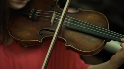Violin Close Up Being Played by Musician