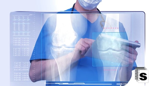Futuristic Medical Hologram Display with Interactive X-ray Scan