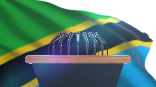 Speech Podium with Tanzania Flag