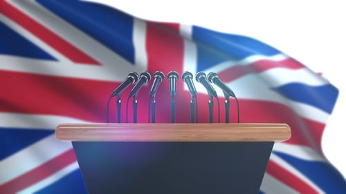 Speech Podium with United Kingdom Flag
