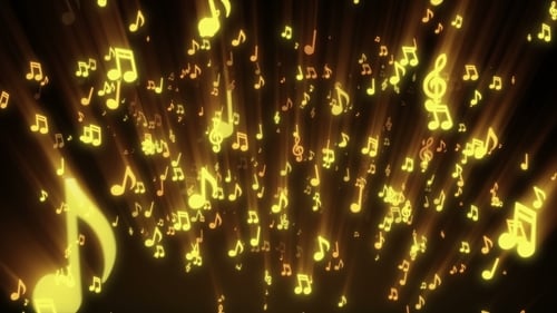 Golden Glowing Musical Notes Falling Background Loop