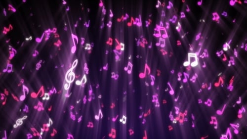 Glowing Musical Notes Falling Loop Background