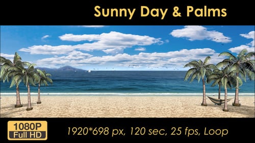 Sonniger Tag: Palmen am Strand