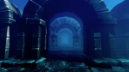 Mouvement le long du vieux tunnel 3D