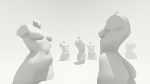 Modern Abstract 3D Loop of Classical Female Torso Sculptures