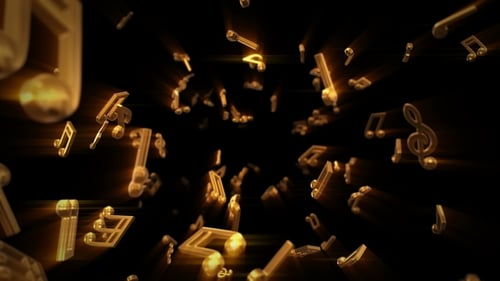 Golden Music Notes Flying Loop Background