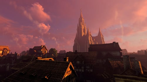 Medieval City And Church