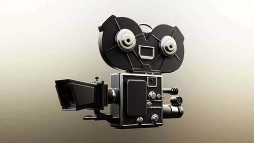 4K Old Camera Orbit Seamless Loop with Alpha Matte