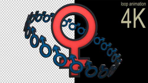 Looping 3D Animation of Male and Female Gender Symbols
