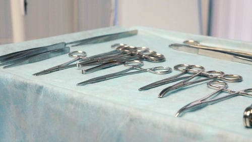 Surgical Tools on Table in Hospital Operating Room