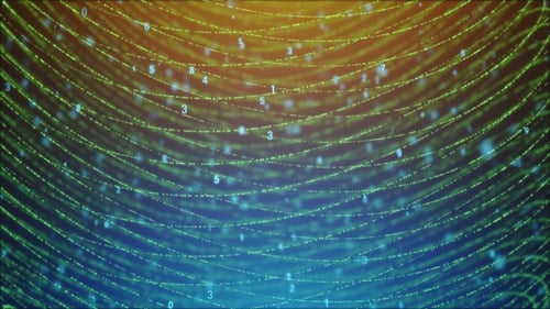 Abstract Digital Grid with Floating Numbers and Connecting Lines