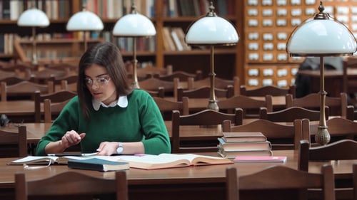 Student Girl in Library