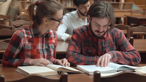 Happy Friends in Library