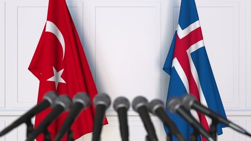 Animated Flags of Turkey and Iceland for International Press Conference