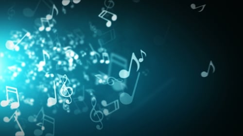Abstract Music Notes Particles Flowing Motion Background