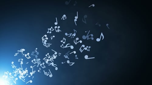 Animated Music Notes Floating Background Loop with Lens Flare