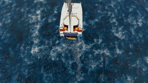 Aerial Sailboat Sailing on Blue Ocean Water