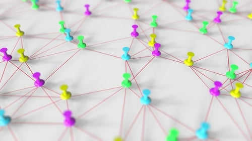 Colorful Pins Abstract Network Connection Animation