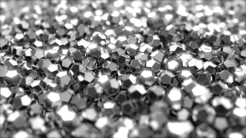 Pile of Abstract Dodecahedron Pieces Made of Metal