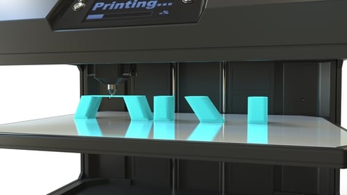 Impresión de palabras ART cian con una impresora 3D moderna