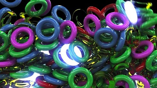 Falling Glossy Geometric Rings Background Loop