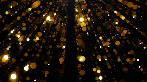 Golden Sparkling Particles Falling Bokeh Background