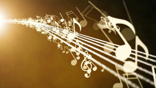 Glowing Musical Notes Animation on Staff Lines