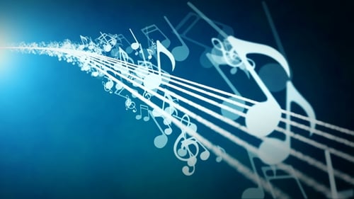 Abstract Flowing Music Notes and Staves Animation