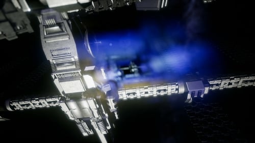 Nave espacial viajando pelo universo