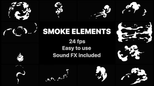 Animated Hand-Drawn Smoke and Fire Cartoon FX Elements