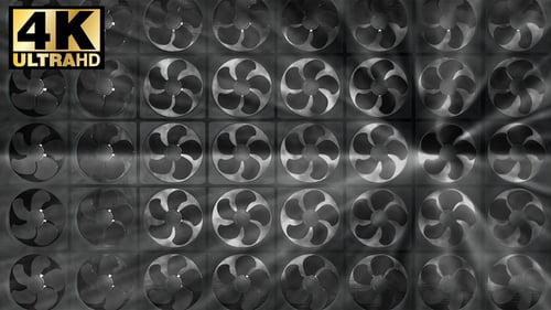 Seamless Loop of Spinning Computer Fans with Smoke and Light Rays