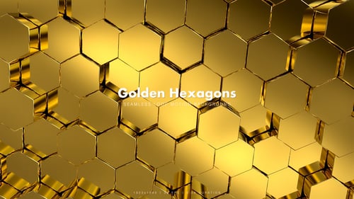 Animated Golden Hexagons Abstract Grid Loop Background