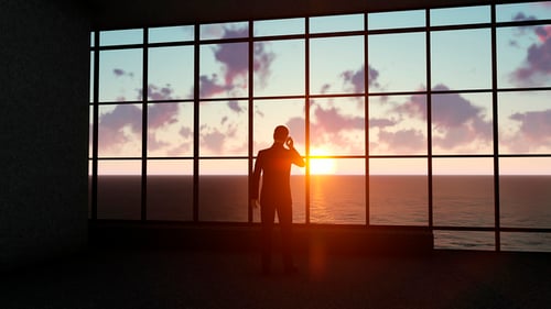 Silhueta de um empresário no escritório