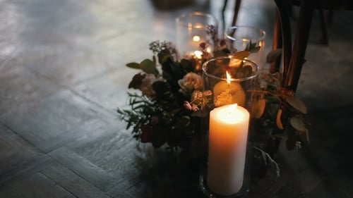 Wedding Decoration with Candles and Floral Arrangements