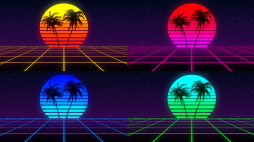 80er Jahre Retro-Hintergrund-Paket (4 Stück)