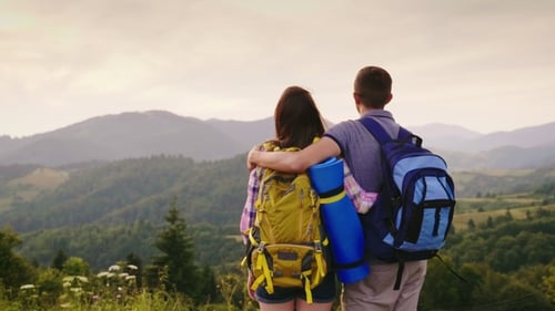 Couple Enjoying the Mountain View Together