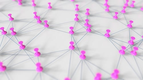 Abstract Geometric Network of Pink Pins Animation