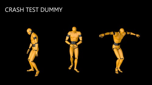 3D Crash Test Dummy Animated Poses for Technical Simulations