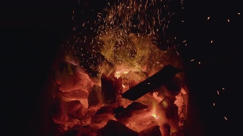 Coal. The Charcoal Is Burning Up in the Kebab Barbecue. The Fire Is Burning. Fire for Barbecue