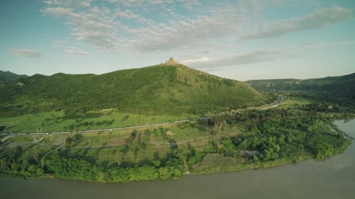 Mtskheta Castle Church Caucasus Mountains River Caucasian Beauty Nature Georgia