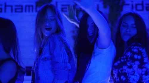 Attractive Girls Dance Close Together on Dance Floor Friends at Party