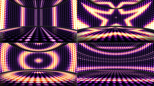 4 Glühbirnen Disco-Tanzraum-Hintergrund, Schleife, 4k